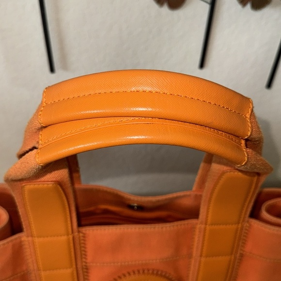 Tory Burch Ella Tote Bag Orange Medium Size - Picture 9 of 16